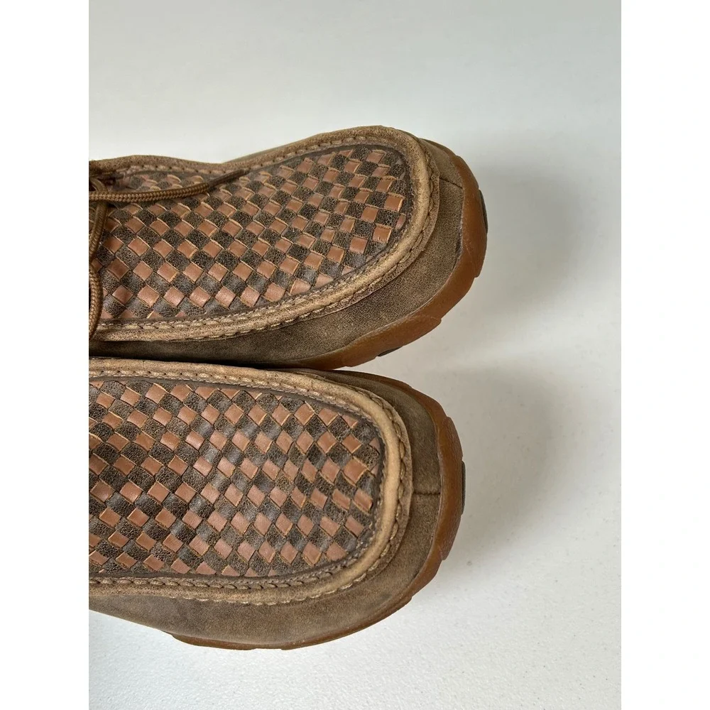 Twisted X Driving Moc Chukka Men's 10 Brown Woven Leather MDM0033 Boots Shoes